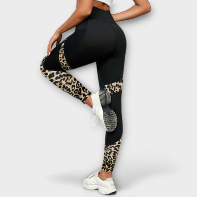 High Waist Training Trousers with Leopard Print